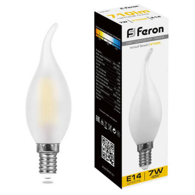 Лампа светодиодная, (7W) 230V E14 2700K матовая, LB-67, Feron 25786