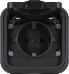 Donel W55 Рамка с крышкой для скрытой установки розетки одиночный, антрацит, IP55, серия (тип) DIP55, DIP62028