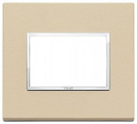 Vimar Накладка Eikon Evo на 3 модуля, натуральная кожа кремовая, 21653.21