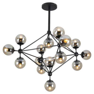 LUSSOLE HARTWELL Люстра потолочная, цвет основания - черный, плафон - стекло (цвет - янтарный), 15x40W E27, LSP-8165