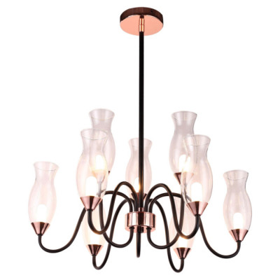 LUSSOLE MANITOBA Люстра потолочная, цвет основания - черный, плафон - стекло (цвет - прозрачный), 9x5W G9, GRLSP-8290