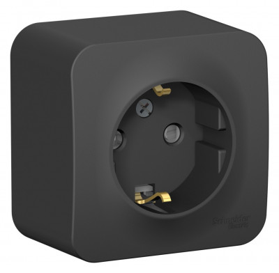 BLNRA011106 - BLANCA О/У РОЗЕТКА с заземлением со шторками, 16А, 250В, АНТРАЦИТ, Systeme Electric