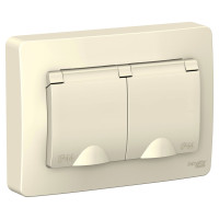 BLANCA С/У IP44 РОЗЕТКА двойная с заземл.со шторк,с крышками,16А, 250В, МОЛОЧНЫЙ BLANCA С/У IP44 РОЗЕТКА двойная с заземл.со шторк,с крышками,16А, 250В, МОЛОЧНЫЙ