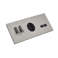 Fontini Блок на 3 поста, Розетка 2к+з, USB зарядное устройство, выключатель 2-клавишный, цвет Матовый серебряный, тумблеры - черный никель,  Fontini, серия Font barcelona Bridge