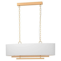 390182 Люстра PINETARA, 4X40W (E27), сталь, матовая латунь / текстиль, белый, латунь