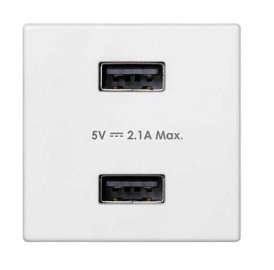 Simon SConnect Зарядное устройство 2хUSB, К45, 5 В, 2,1 А, белый, K126E-9