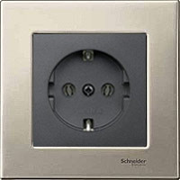 Розетка 2к+з, вставка - антрацит,  рамка - титан, серия M-Elegance Розетка 2к+з, вставка - антрацит,  рамка - титан, серия M-Elegance