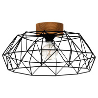 43363 Потол. светильник PADSTOW, 1х60W(E27), ?455, H205, сталь, дерево, черный, натуральный