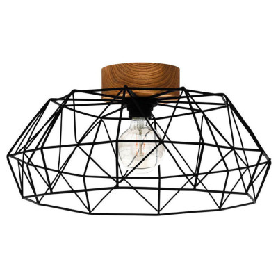 43363 Потол. светильник PADSTOW, 1х60W(E27), ?455, H205, сталь, дерево, черный, натуральный