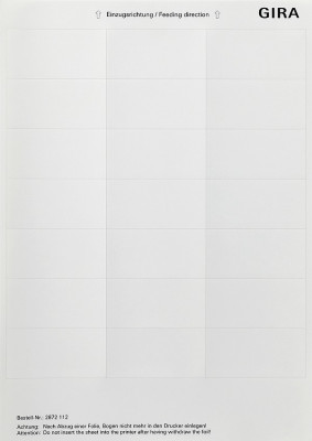 2872112 Gira Листы для надписей 33,5x67 мм