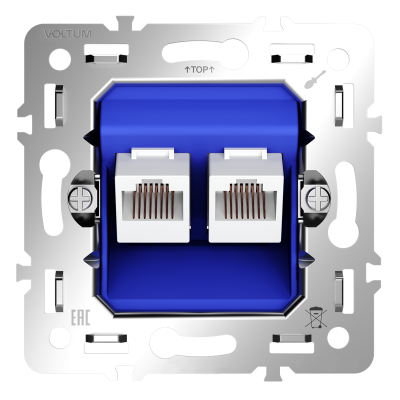 Механизм розетки компьютерной двойной RJ45+RJ45 кат.6, S70, VLS0602M