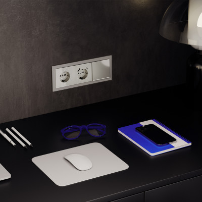 Выключатель встраиваемый VOLTUM S70 одноклавишный с подсветкой 10А, (шелк), VLS010204