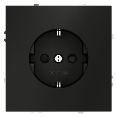 Розетка встраиваемая VOLTUM S70 с заземлением и защитными шторками, 16А, (черный матовый), VLS040208
