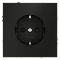 Розетка встраиваемая VOLTUM S70 с заземлением и защитными шторками, 16А, (черный матовый), VLS040208