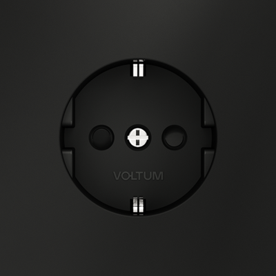 Розетка встраиваемая VOLTUM S70 с заземлением и защитными шторками, 16А, (черный матовый), VLS040208