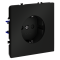 Розетка встраиваемая VOLTUM S70 с заземлением и защитными шторками, 16А, (черный матовый), VLS040208