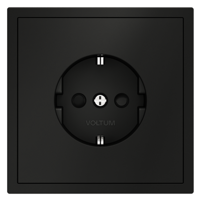 Розетка встраиваемая VOLTUM S70 с заземлением и защитными шторками, 16А, (черный матовый), VLS040208