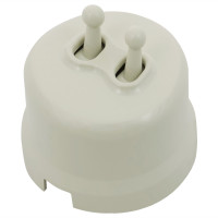 Bironi Кнопка (двухтумблерная), пластик, цвет Слоновая кость, B1-232-211-PB