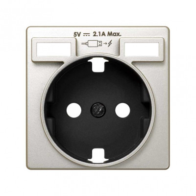 Simon 82 Накладка для розетки Schuko с зарядным устройством 2хUSB цвета шампань, 8200049-034