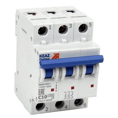 КЭАЗ OptiDin BM63 Автоматический выключатель 3P 25A B 10кА AC (BM63-3B25-10-УХЛ3)