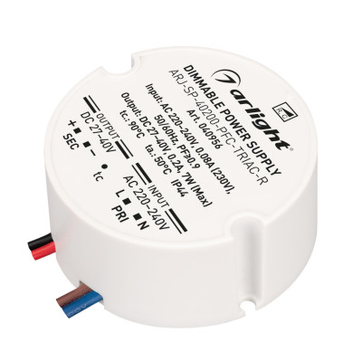 Блок питания ARJ-SP-40200-PFC-TRIAC-R (7W, 27-40V, 200mA) (Arlight, IP44 Пластик, 5 лет), 040956