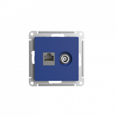 ATN001189 - ATLASDESIGN РОЗЕТКА двойная ТВ + компьютерная RJ45 кат. 5e, механизм, АКВАМАРИН, Systeme Electric