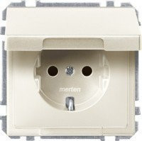 SD Розетка со шторк. и крышкой 2К+З 16А 250В~, беж.