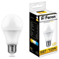 Лампа светодиодная, (10W) 230V E27 2700K A60, LB-92, Feron 25457