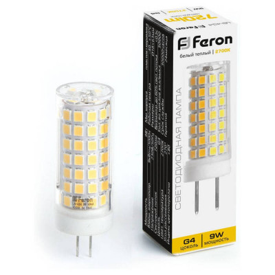 Лампа светодиодная, (9W) 230V G4 2700K JCD, LB-434, Feron 38143
