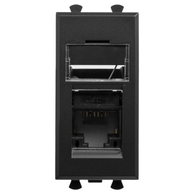 4412291 - ДКС Компьютерная розетка RJ-45 модульная, кат.6, "Avanti", "Черный матовый", 1 модуль