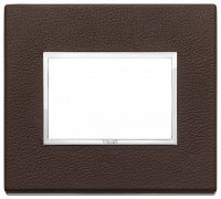 Vimar Накладка Eikon Evo на 3 модуля, натуральная кожа табак, 21653.22