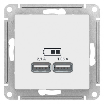 ATLASDESIGN USB РОЗЕТКА, 5В, 1 порт x 2,1 А, 2 порта х 1,05 А, механизм, БЕЛЫЙ