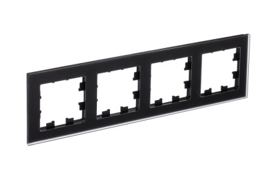 ATN331004 - ATLASDESIGN NATURE 4-постовая РАМКА, МАТОВОЕ ОРГАНИЧЕСКОЕ СТЕКЛО ЧЕРНЫЙ, Systeme Electric