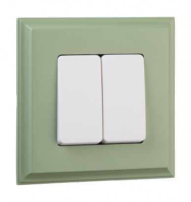 Fede Выключатель 2-клавишный, цвет белый - Green Olive, серия Marco