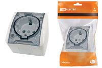 Розетка 2П+3 открытой установки IP54 16А с прозрачной крышкой белая "Селигер" TDM Electric, SQ1818-0007