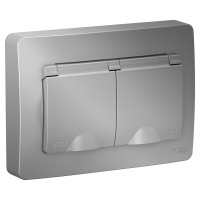 BLANCA С/У IP44 РОЗЕТКА двойная с заземл.со шторк.,с крышками,16А,250В, АЛЮМИНИЙ BLANCA С/У IP44 РОЗЕТКА двойная с заземл.со шторк.,с крышками,16А,250В, АЛЮМИНИЙ