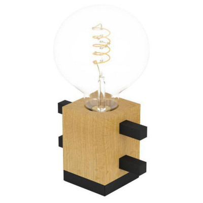 390193 Настольная лампа LEVANTARA, 1X40W (E27), H110, сталь, дерево, черный, коричневый