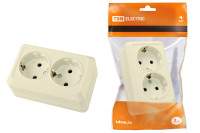 Розетка двойная 2П+3 открытой установки IP20 16А, сл. кость "Ладога" TDM Electric, SQ1801-0020