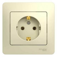 РОЗЕТКА с заземлением, 16А, в сборе, БЕЖЕВЫЙ