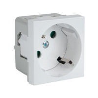 Розетка 45х45 PRO с заземлением, с защ, шторками, 45 градусов, белая EKF