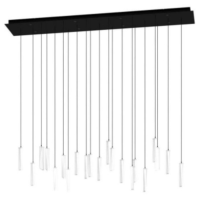 390211 Люстра диммируемая SARDENARA, 8X5,4W (LED), сталь, черный  / стекло с воздушными пузырьками,