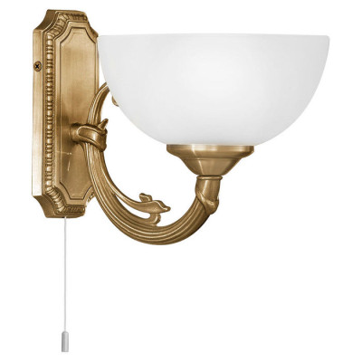 82751 Бра SAVOY, 1х40W (E14), L180, H160, литой металл, бронза / сатиновое стекло, белый