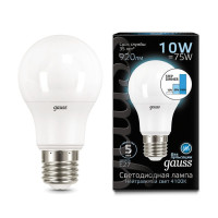 Лампа Gauss A60 10W 920lm 4100K E27 шаг. диммирование LED 1/10/50, 102502210-S