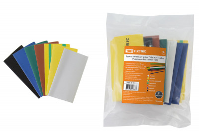 Термоусаживаемая трубка ТУТнг 30/15 набор (7 цветов по 3 шт. 100мм) TDM Electric, SQ0518-0511