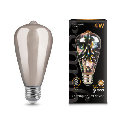 Лампа Gauss Filament ST64 4W Е27 Butterfly-3D LED 1/10/40, 147802404