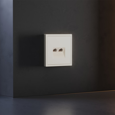 Накладка для розетки компьютерной двойной RJ45+RJ45 кат.6, S70 (хлопок), VLS001413