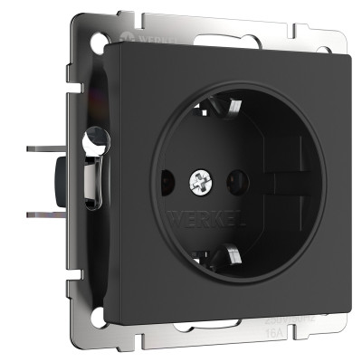 Werkel W1171308/ Розетка с заземлением, безвинтовой зажим (черный матовый), a051618