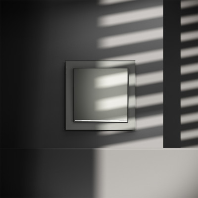 Выключатель встраиваемый VOLTUM S70 одноклавишный с подсветкой 10А, (сталь), VLS010205