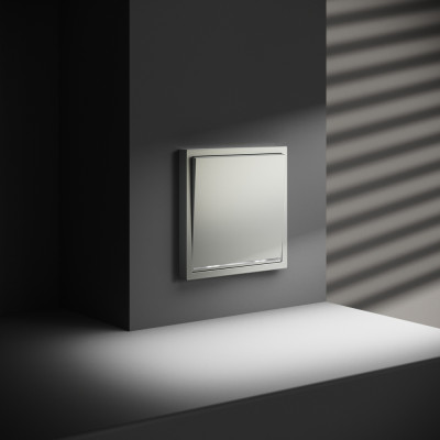 Выключатель встраиваемый VOLTUM S70 одноклавишный с подсветкой 10А, (сталь), VLS010205