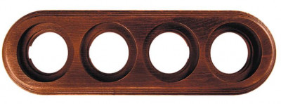 Bironi Рамка 4 постовая для открытой проводки (Старое дерево на бревно 220мм), BFC22-640-17